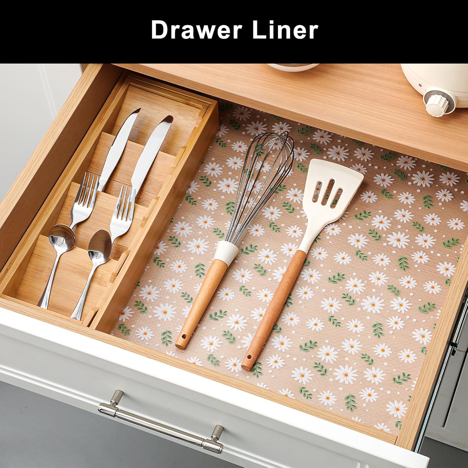 Shelf Liner – Premium Non-Adhesive Cabinet & Drawer Liner for Kitchen – Waterproof Shelf Paper with Modern Pattern – Durable EVA Cabinet Mat – Easy to Cut （11.8" W x 120" L）