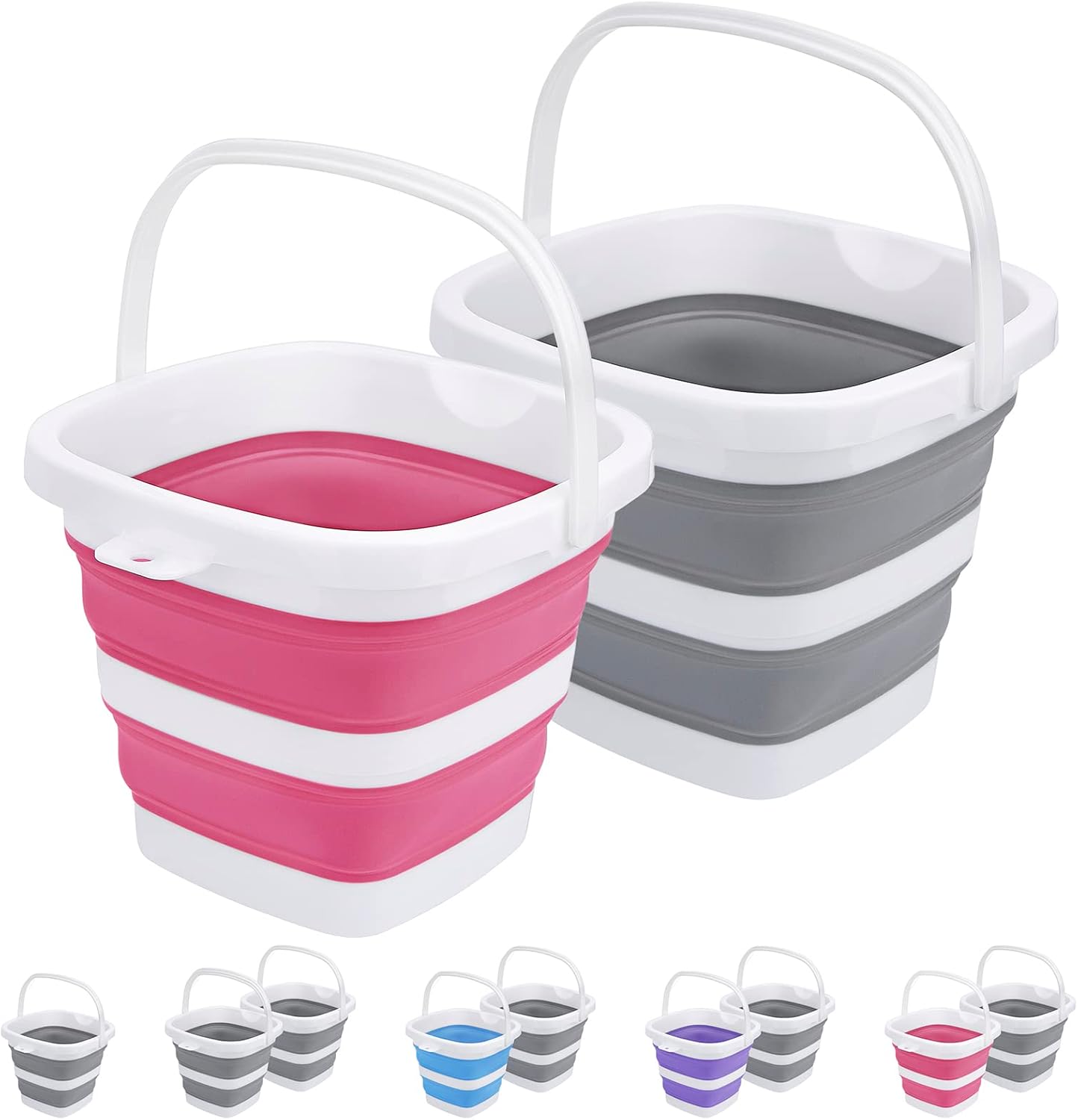 Collapsible Bucket, 5L 1.3Gallon Small Cleaning Mop Buckets for Household Outdoor Car Washing Tub Plastic Foldable Portable Camping Beach Sand Water Pot Pail Space Saving Square
